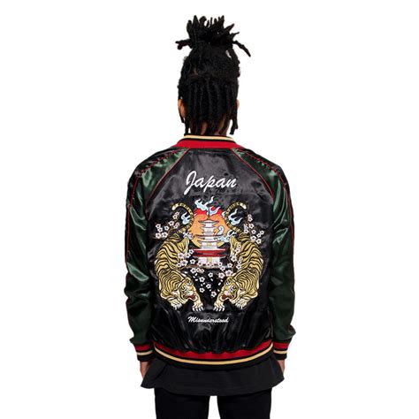 japanese tiger satin gucci color embroidery souvenir jacket|Sukajan .